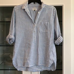 Blue and white striped blouse